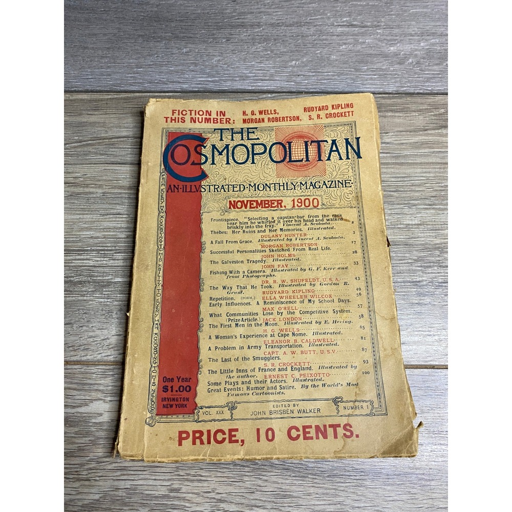 Vintage The Cosmopolitan Magazine November 1900 Vol 30 No 1 HG Wells Jack London